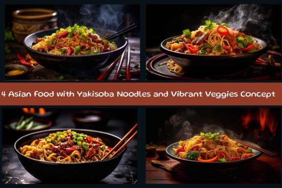 Asian Food with Yakisoba Noodles and Vibrant Veggies Concept