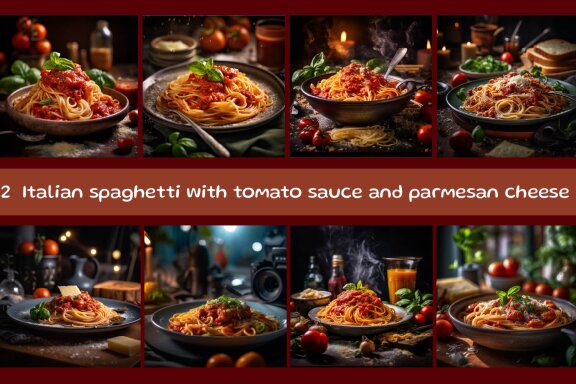 Italian spaghetti with tomato sauce and parmesan cheese