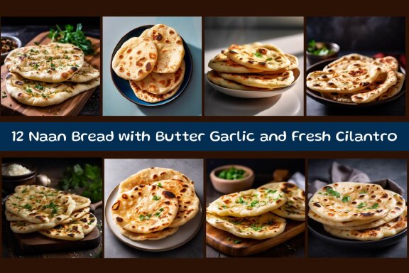 Naan Bread with Butter Garlic and Fresh Cilantro