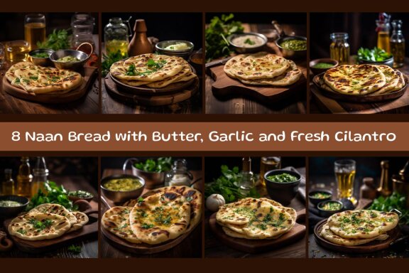Naan Bread with Butter, Garlic and Fresh Cilantro