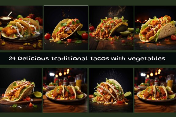 Delicious traditional tacos with vegetables